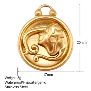 18k gold plated stainless steel 12 zodiac pendant with sun moon and star design