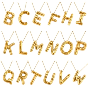 18K Vergoldete Edelstahl Blase Buchstaben Initial Anhänger Halskette 3D Puff Alphabet Namen Halskette Für Damen Schmuck