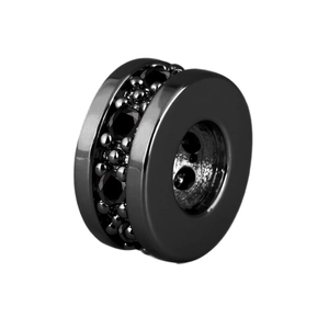 Vue détaillée d'une perle roue en plaqué or noir avec strass pour création de bracelets