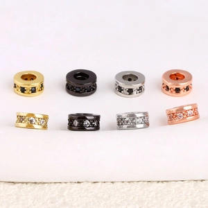 Perles d'espacement rondelles plaquées or serties de zircons pour bijoux artisanaux