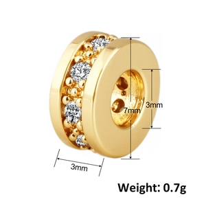 Perle d'espacement dorée avec zircons brillants pour création de bijoux 7mm