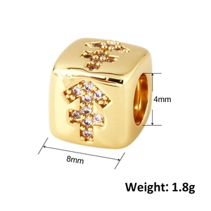 Χρυσό κυβικό χάντρα 8mm με ζιργκόν για DIY βραχιόλια και κοσμήματα μόδας