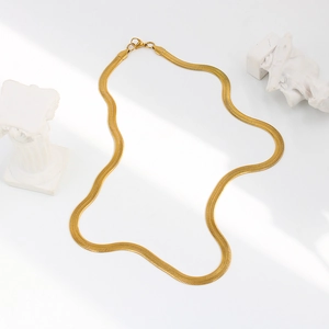 Minimalistische Flache Schlangenkette Aus Edelstahl Für Damen Herren Gold Silber Blade Chain Choker Täglich Mode Schmuck Geschenk