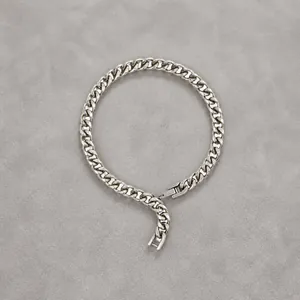 Silver 6mm stainless steel Cuban link chain necklace and bracelet for men and women