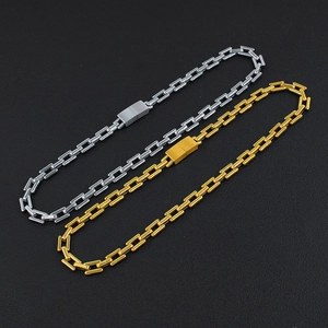 Collares de cadena de eslabones cuadrados en acero inoxidable oro y plata estilo hip hop