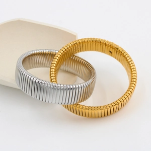 Set di bracciali Tubogas elastici in acciaio inossidabile lucido oro e argento