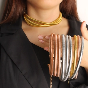 Fashion Multilayer Stainless Steel Snake Bone Choker Necklace For Women Elastic Minimalist Commuter Party Jewelry