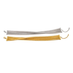 Elegant multi-strand snake chain choker in silver and gold tones with lobster clasp