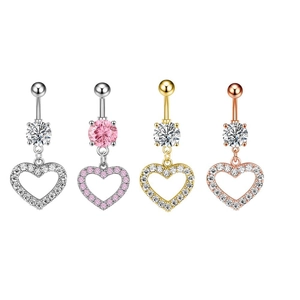 Piercing Ombelico a Cuore Svuotato con Zirconia in Acciaio Inossidabile Rame Gioielli per Donna Accessori Romantici