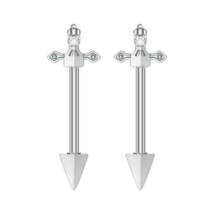 Par de piercings para pezón de acero inoxidable con forma de espada y circón