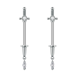 Piercings de pezón de espada en acero inoxidable con ópalo marquesa y circonitas blancas