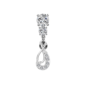 Piercing de nombril en acier inoxydable avec symbole infini et pierres en zircon