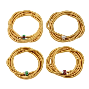 18K gold plated multi-layer wrap bracelet with cubic zirconia in four vibrant colors