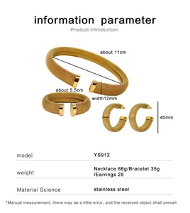 Größentabelle für das Schmuckset aus Edelstahl mit Maßen für Halskette und Armband