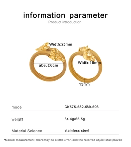 Especificaciones de tamaño para el brazalete de malla de acero con cabezas de dragón