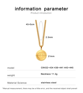 Detailed size parameters of Aries zodiac pendant necklace in gold stainless steel