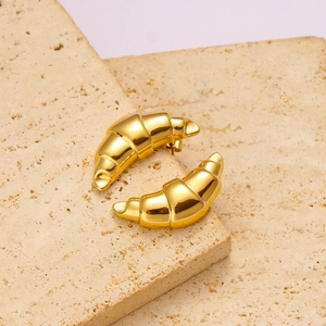 Boucles d'oreilles croissant plaquées or 18 carats en acier inoxydable de haute qualité