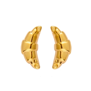 Boucles d'oreilles croissant en acier inoxydable doré 18 carats au fini poli brillant