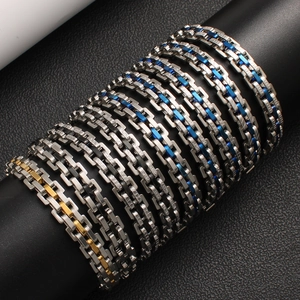 Bracelet de Montre en Acier Inoxydable Hip Hop pour Femmes Hommes Style Industriel Bicolore Or Argent Bleu Noir Bijoux en Métal