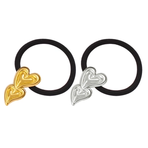 Élastiques à cheveux avec breloques cœur en or et argent pour des coiffures polyvalentes