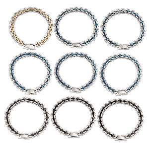 Neuf bracelets chaîne hip hop en acier inoxydable en finitions or, bleu et noir chic