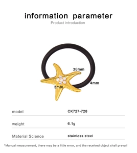 Détails de l'élastique étoile de mer avec dimensions: diamètre 38 mm et corde de 4 mm