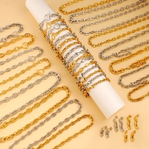 Stainless Steel Mariner Link Jewelry Set For Women Gold Silver Plated Pig Nose Chain Necklace Bracelet Geometric Jewelry Gift