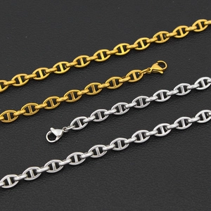 Fashionable 18K gold and silver stainless steel coffee bean link chain necklaces for women