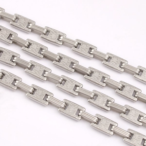 Stainless Steel Bulk Textured Rectangular Link Chain For DIY Jewelry Making Hip Hop Industrial Style Necklace Bracelet Chain