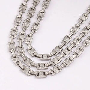 Macro shot of silver hip-hop chain with embossed textured links and polished finish