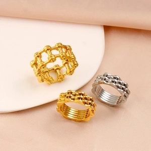 Mechanical Bicycle Chain Style Ring For Men Women Stainless Steel Industrial Hip Hop Band Gear Design Jewelry Hand Decor