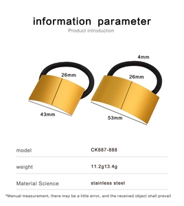 Information parameter showing rectangular stainless steel hair tie sizes and specifications