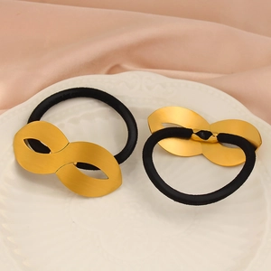 Hip hop fashion metal number 8 hair ties with gold brushed finish on satin background
