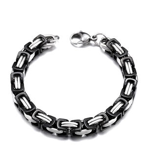 Herren Vintage Edelstahl Byzantinische Kette Armband Geometrisches Quadrat Gliederkette Armband Gold Silber Schmuck Geschenk