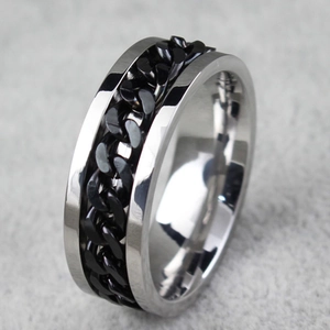 Bague Spinner Rotative en Acier Inoxydable Maillon Gourmette Décapsuleur Anti-stress Bijoux de Mode pour Hommes Femmes