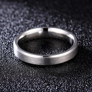 Detail of 316L steel ring showing brushed surface texture and polished inner band finish