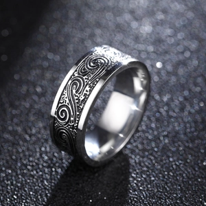 Retro Edelstahl Wirbel Totenkopf Ring Für Herren Punk Gothic Silber Schwarz Geprägt Band Ring Mode Schmuck Geschenk