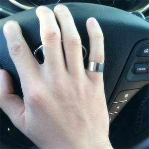 Classic 10mm wide silver titanium steel ring for men and women with polished flat finish