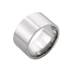 Minimalistischer, gebürsteter 316 Titanstahlring, breites Band in Silber mit Innenpolitur