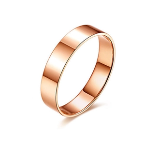 Minimalist 6mm 18K rose gold plated titanium steel flat ring with high polish finish