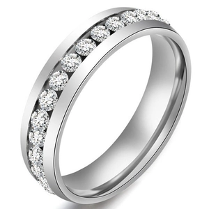 Elegant silver eternity ring featuring a full row of round-cut sparkling zircons
