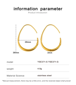 Detailed size specifications for minimalist stainless steel teardrop hoop earrings