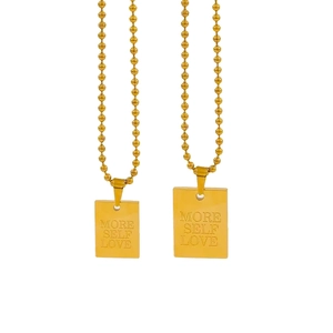 Collana con catena a sfere in acciaio inossidabile placcato oro 18K e pendente More Self Love