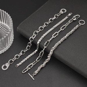 Minimalist Stainless Steel Chain Bracelet For Men Women Hip Hop Punk Geometric Handcuff OT Buckle Jewelry Silver Wrist Link