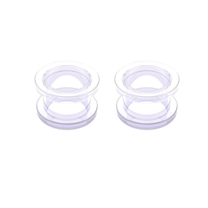 Clear acrylic double flared ear tunnels with transparent hollow core design for stretching