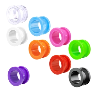 Colorful acrylic ear tunnel plugs in various sizes for stretched earlobe piercing jewelry