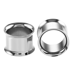 Paire de tunnels d'oreille en acier inoxydable 316 poli avec design à double évasement