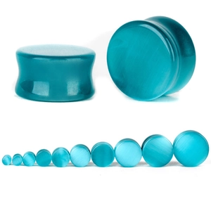 Natuurlijke Groene Aventurijn Kattenoog Steen Oorknoppen Zadel Double Flared Body Piercing Sieraden Voor Mannen Vrouwen