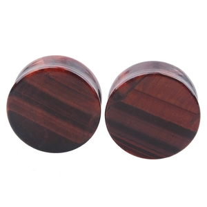Ohrplugs aus poliertem rotem Tigerauge Stein mit glattem Double-Flared Zylinder-Design