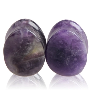 Ecarteurs d'oreilles en améthyste naturelle violette en forme de goutte polie
